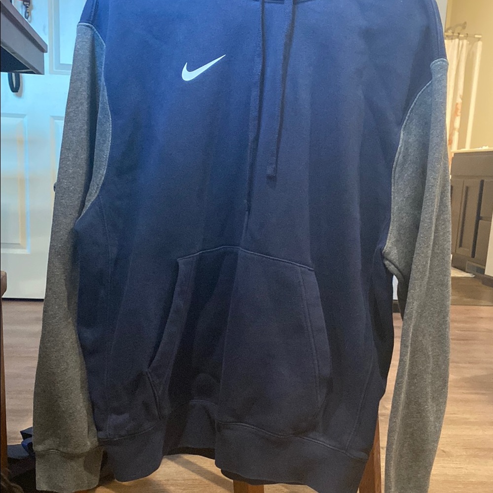 Nike Men's Blue and Gray Hoodie